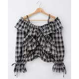 クロ/チェック | クロスフリルオフショルBL | INGNI 