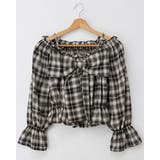 クロ/チェック | BIGリボンチェック柄オフショルブラウス | INGNI 