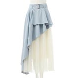 【WEB限定】共ベルト付チュール切替アシメスカート | INGNI  | 詳細画像1 