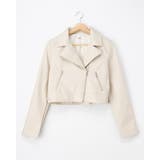 アイボリー | クロップド丈ライダースジャケット | INGNI