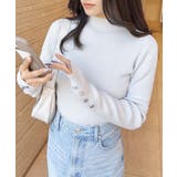 ラメボトルネック袖金釦ニット | INGNI | 詳細画像1