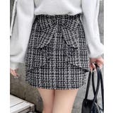 クロ/ツイード | Backリボンツイードタイトミニスカパン | INGNI 