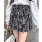 クロ/ツイード | Frontリボンツイードプリーツスカパン | INGNI 