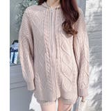 ベージュ | ケーブルBIGニットパーカー | INGNI 