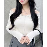 12G衿付オフショルフロントZIPニットカーディガン | INGNI  | 詳細画像2 