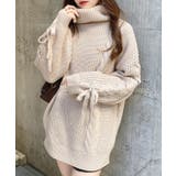 ベージュ | 5Gタートルネックルーズチュニックニット | INGNI 