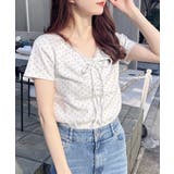 衿レース付フロントギャザーリボンリブTOPs | INGNI  | 詳細画像2 