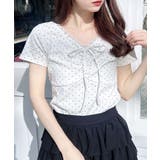 衿レース付フロントギャザーリボンリブTOPs | INGNI  | 詳細画像8 