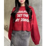 ボルドー/オフホワイト | 12Gショート丈3段ロゴニット | INGNI