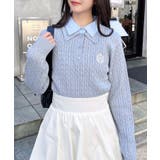 グレー/ブルー | 【WEB限定】ケーブルダブルカラーポロニット | INGNI 