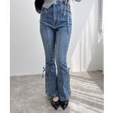 センターシームレースアップフレアデニムパンツ | INGNI  | 詳細画像4 