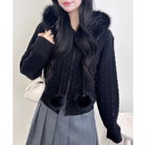 7Gポンポン付ファーケーブルニットパーカー | INGNI  | 詳細画像14 