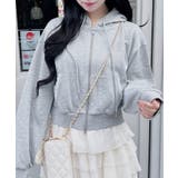 レース付胸ロゴ裏毛ショートZIPパーカー | INGNI  | 詳細画像3 