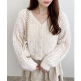 5Gフェザーヤーン透かし柄ニットカーディガン | INGNI  | 詳細画像1 