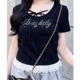 リボン付レース出しラインストーンロゴTOPs | INGNI  | 詳細画像2 