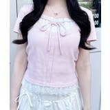 レースレイヤード風リボン付きリブTOPs | INGNI  | 詳細画像30 