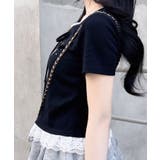 リボン付レース出しラインストーンロゴTOPs | INGNI  | 詳細画像4 