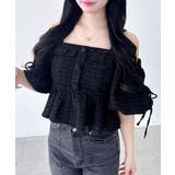 クロ | ツイードペプラムオフショルブラウス | INGNI 