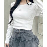 オフホワイト | サイドレース胸ロゴロンT | INGNI 