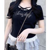 リボン付レース出しラインストーンロゴTOPs | INGNI  | 詳細画像1 