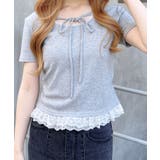 リボン付レース出しラインストーンロゴTOPs | INGNI  | 詳細画像16 