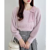 ピンク/ピンク | 12G肩リボンワンショルフェザーニット | INGNI 