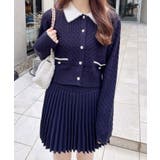 7Gフェザー衿ケーブルニットカーディガン+ニットスカート/セット | INGNI  | 詳細画像5 