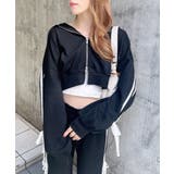 袖レースリボンショート裏毛ジップパーカー | INGNI  | 詳細画像5 