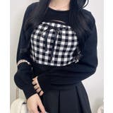 12Gギンガムチェック柄デコルテオープンニット | INGNI  | 詳細画像1 