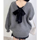 チャコールグレー | 7G Backベロアリボンチュニックシャギーニット | INGNI 