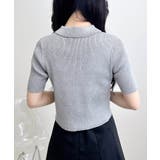 衿付ラメ刺繍ロゴフロントジップ半袖ニットカーディガン | INGNI | 詳細画像34