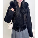 7Gポンポン付ファーケーブルニットパーカー | INGNI  | 詳細画像15 