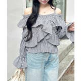 クロ/ギンガム | クロスフリルオフショルブラウス | INGNI 