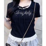 リボン付レース出しラインストーンロゴTOPs | INGNI  | 詳細画像3 