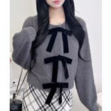 チャコールグレー | 7Gベロアリボンフェザーニットカーディガン | INGNI