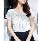 衿レース付フロントギャザーリボンリブTOPs | INGNI  | 詳細画像9 