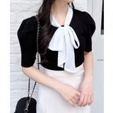 クロ | 【WEB限定】シアーボウタイ半袖ニット | INGNI 