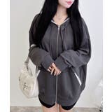 チャコールグレー | レース付ダブルジップ裏毛チュニックパーカー | INGNI