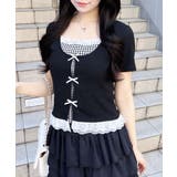 レイヤード前リボンリブTOPs | INGNI  | 詳細画像1 