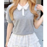 グレー | 衿レース付胸ロゴポロシャツ | INGNI 