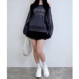 ラインストーンロゴオフショルショート裏毛トップス | INGNI  | 詳細画像17 