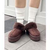 ブラウン | 厚底ムートンサンダル | INGNI 