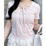 リボン付レース出しラインストーンロゴTOPs | INGNI  | 詳細画像10 