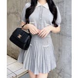 12G配色胸刺繍衿付ニットカーデ+ニットミニスカート/セット | INGNI  | 詳細画像6 