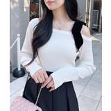 アイボリー | 12Gリブワンショルベロアリボンニット | INGNI