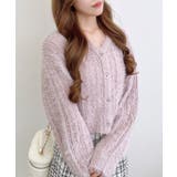 ピンク | 5Gフェザーヤーン透かし柄ニットカーディガン | INGNI 