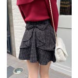 クロ/ツイード | バックリボンツイードフレアスカパン | INGNI 