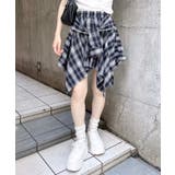 コン/チェック | 腰巻シャツ風チェック柄スカパン | INGNI 