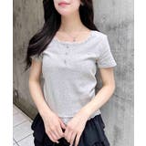 ヘンリーネックレース付プレートロゴリブトップス | INGNI | 詳細画像16