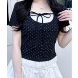 レースレイヤード風リボン付きリブTOPs | INGNI  | 詳細画像1 